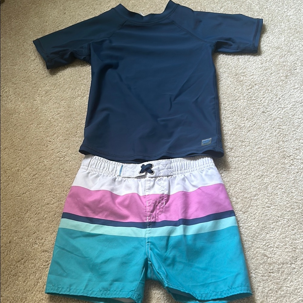 Blue and White Rashguard Swim Set